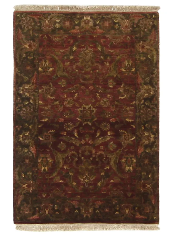 Agra Hand Knotted Burgundy 4x6