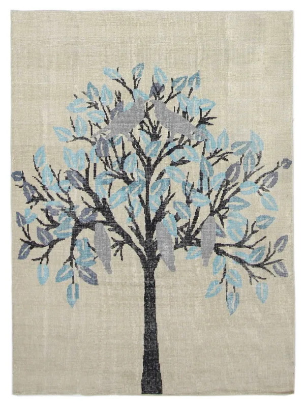 Vintage Tree Of  Life Hand Knotted Ivory 8x10