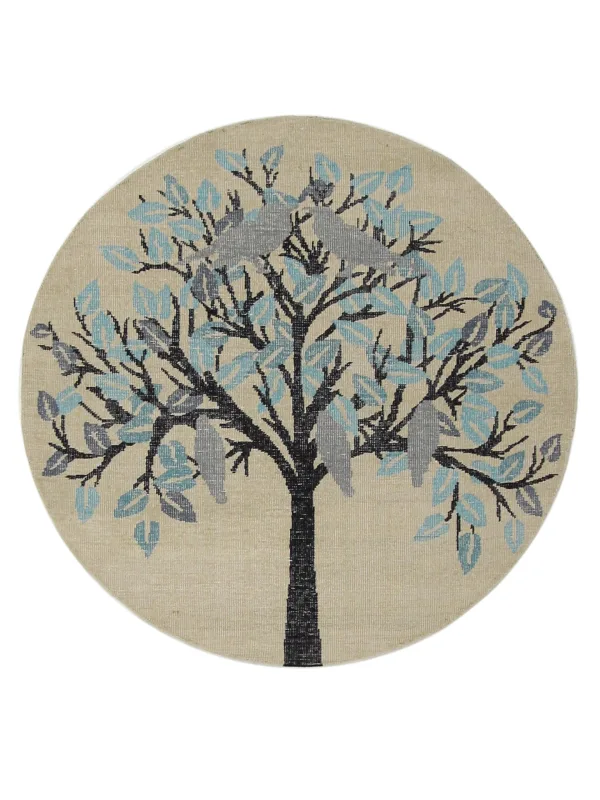 Vintage Tree Of  Life Hand Knotted Ivory 6x6