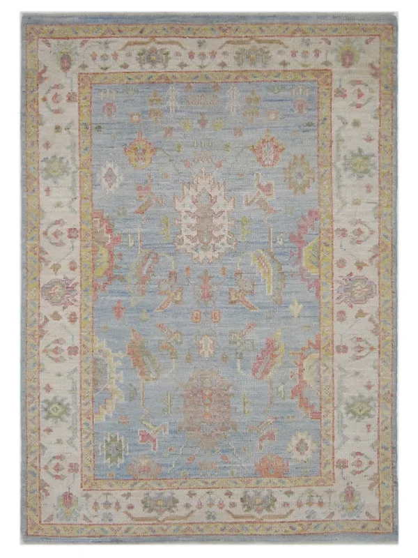 Ushak Wool Weft Hand Knotted Lt.Blue 4x6