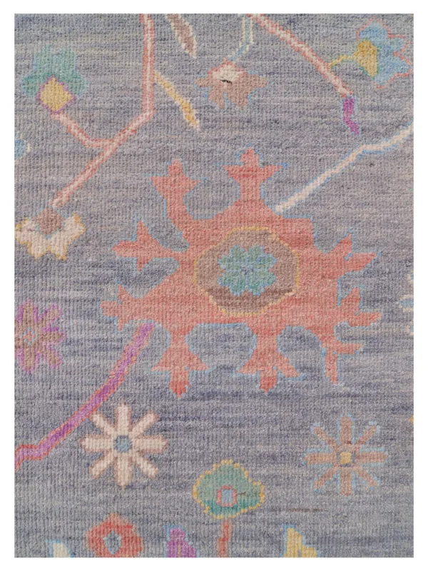 Ushak Wool Weft Hand Knotted Grey 9x12 - Image 4