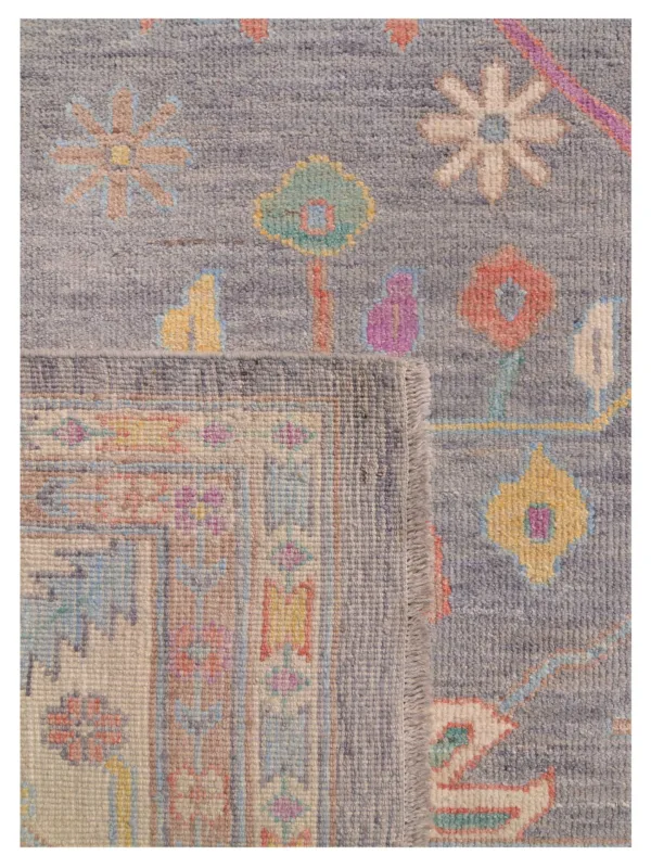 Ushak Wool Weft Hand Knotted Grey 9x12 - Image 5