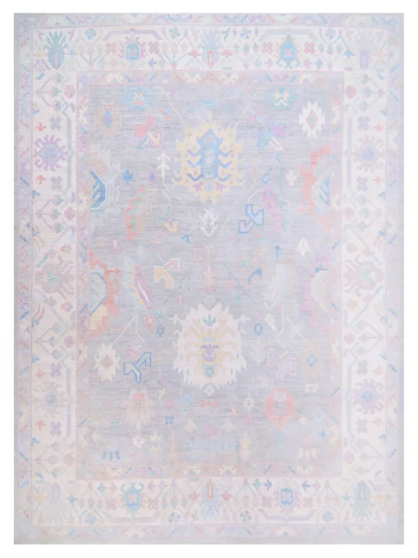 Ushak Wool Weft Hand Knotted Grey 12x15